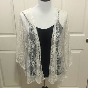 Forever 21 White/cream lace cardigan size Med